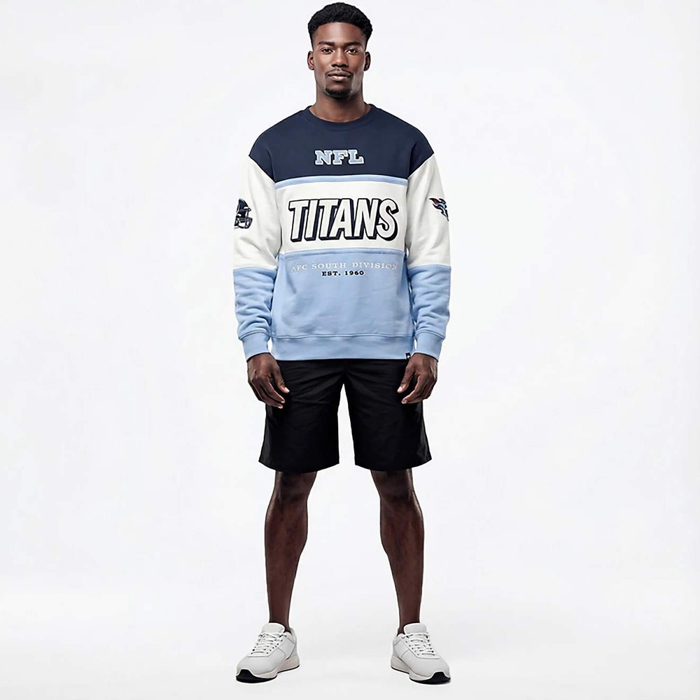 NEW 47 Brand Tennessee Titans NFL Crewneck Sweatshirt Blue Cream Maximalist XL - Picture 2 of 12